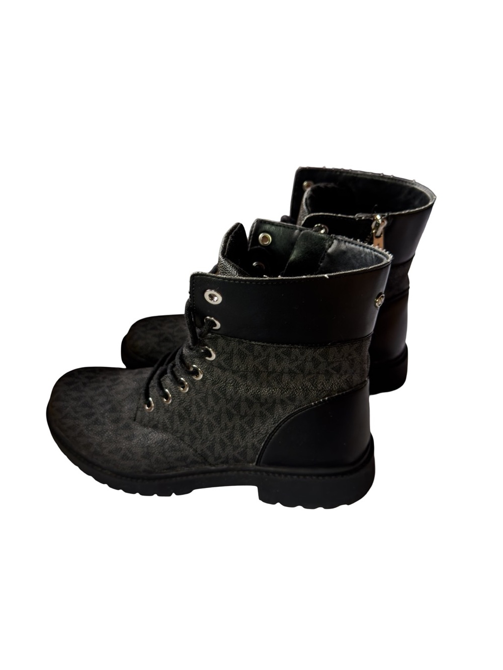 Michael Kors Combat Boots Black Logo Lace Up Zip Women’s Size 9 Casual - Picture 4 of 9